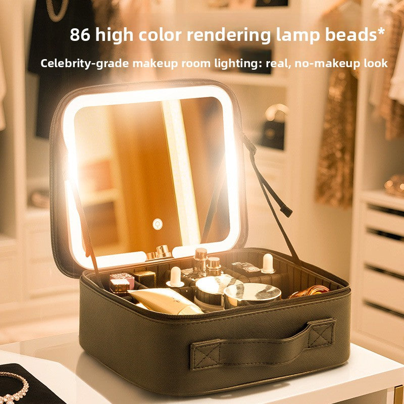 Neceser con Espejo LED Iluminado para Maquillaje y Viaje