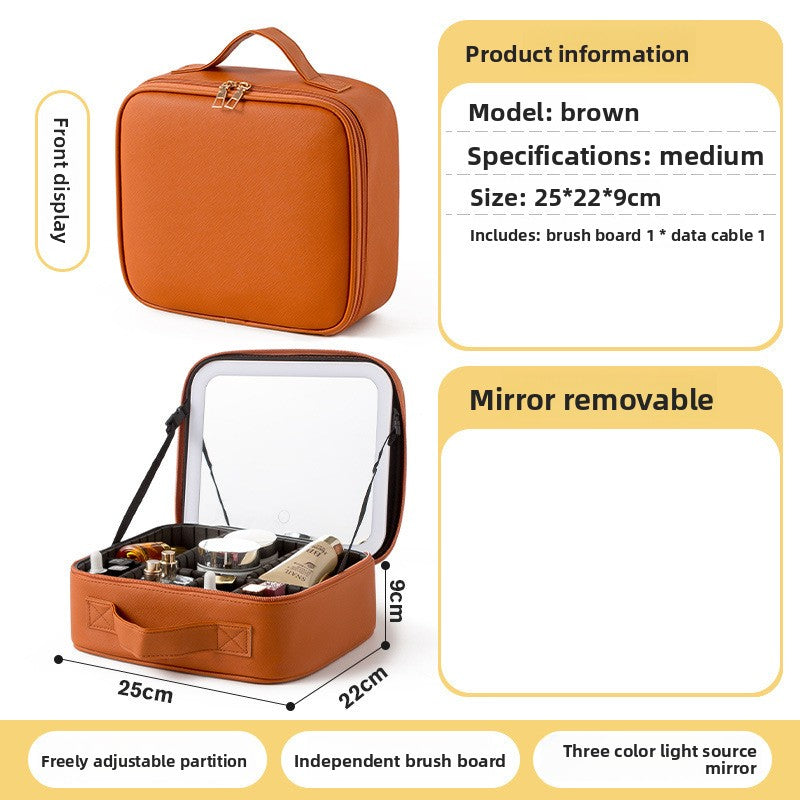 Neceser con Espejo LED Iluminado para Maquillaje y Viaje