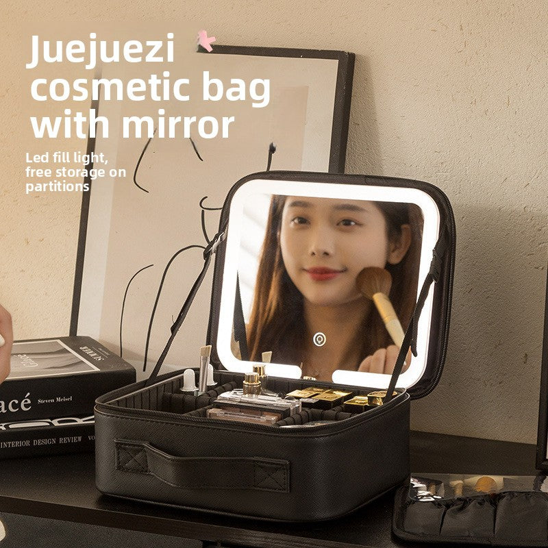 Neceser con Espejo LED Iluminado para Maquillaje y Viaje