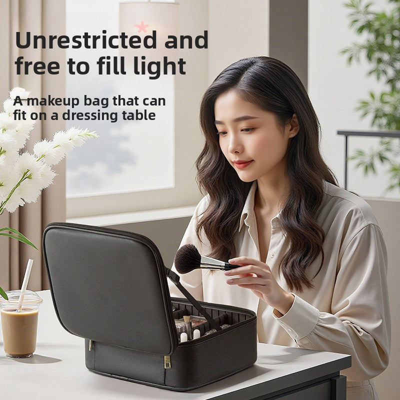 Neceser con Espejo LED Iluminado para Maquillaje y Viaje