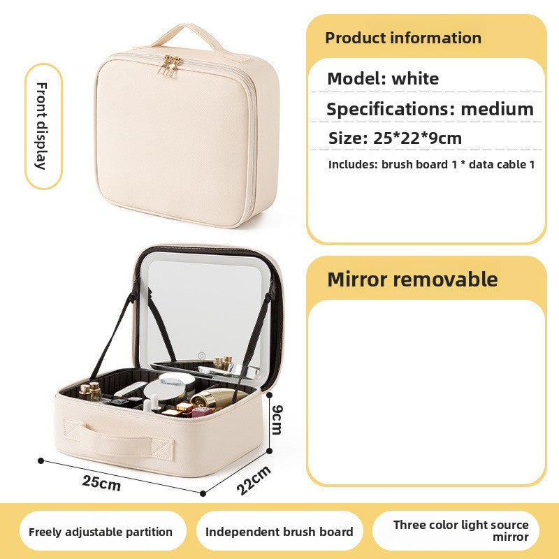 Neceser con Espejo LED Iluminado para Maquillaje y Viaje