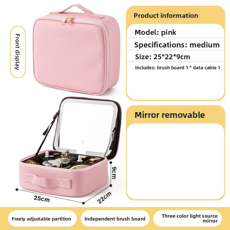 Neceser con Espejo LED Iluminado para Maquillaje y Viaje
