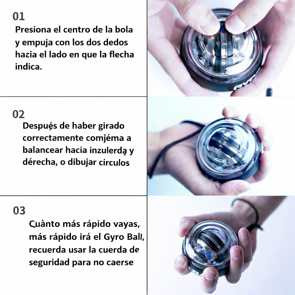 "Bola de Ejercicio Giroscópica para Muñeca con Opciones de LED"