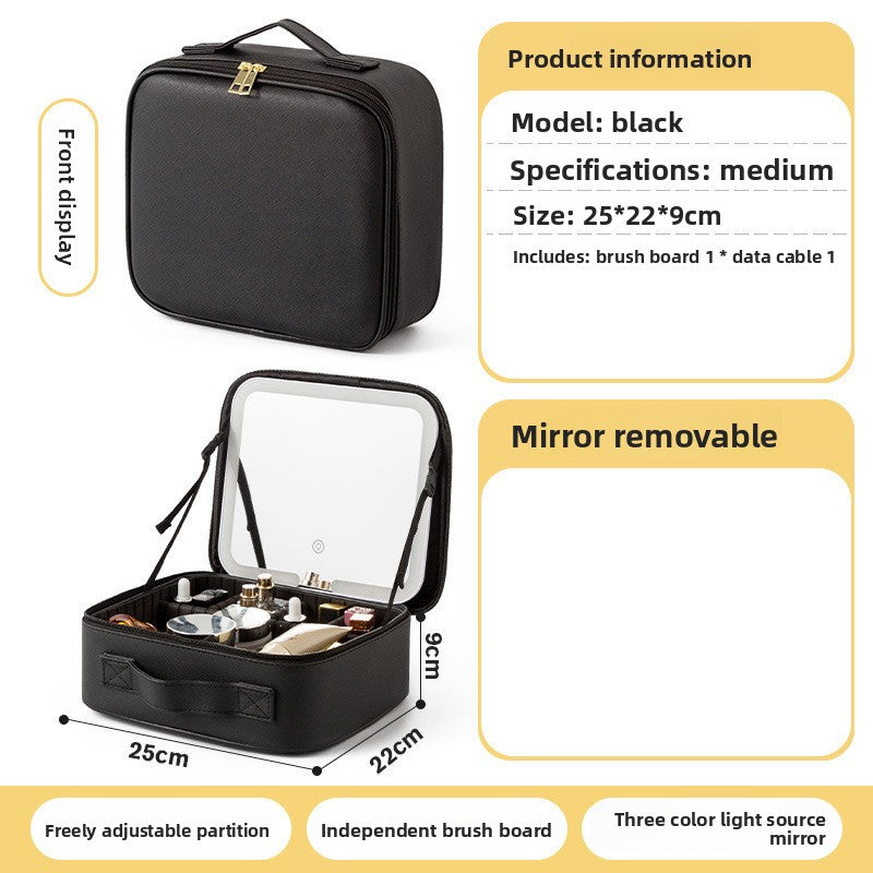 Neceser con Espejo LED Iluminado para Maquillaje y Viaje