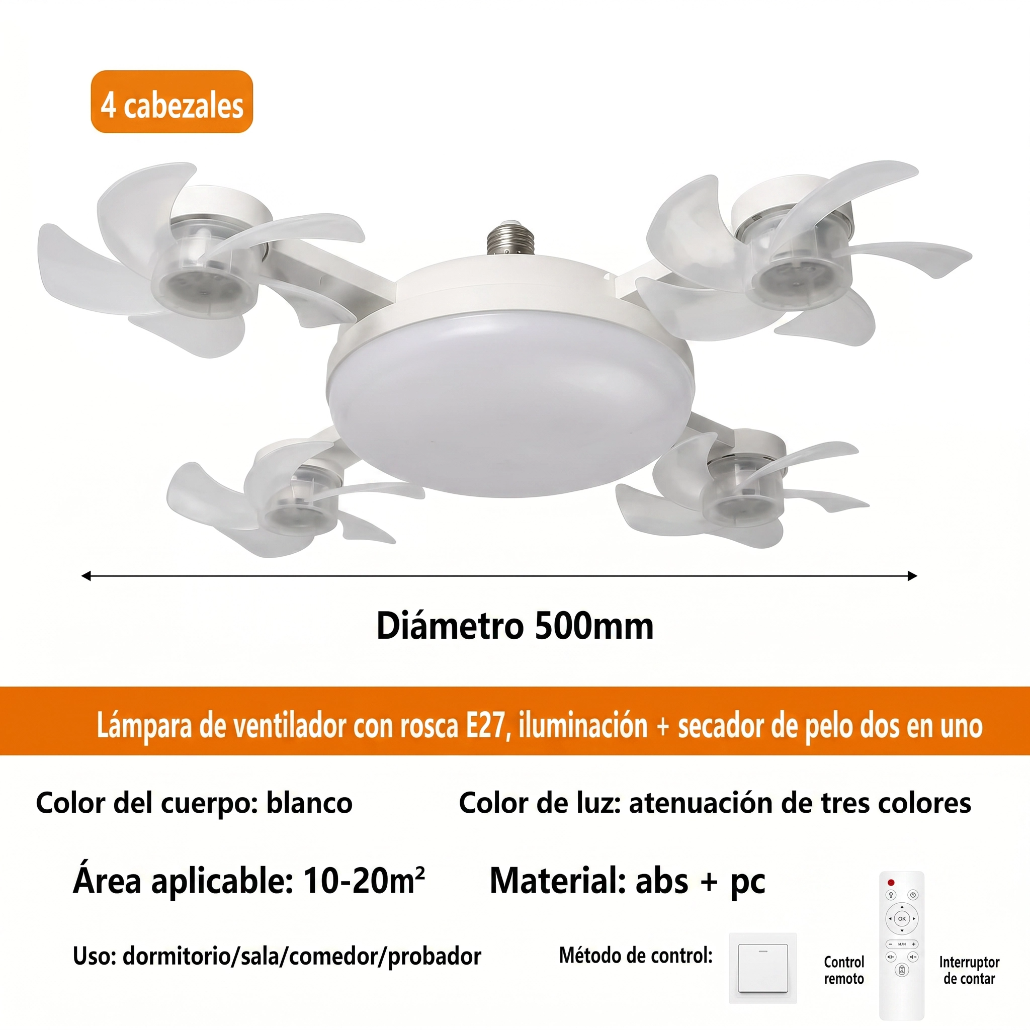 Ventilador de Techo con Luz LED Integrada — Diseño Moderno y Multifunción