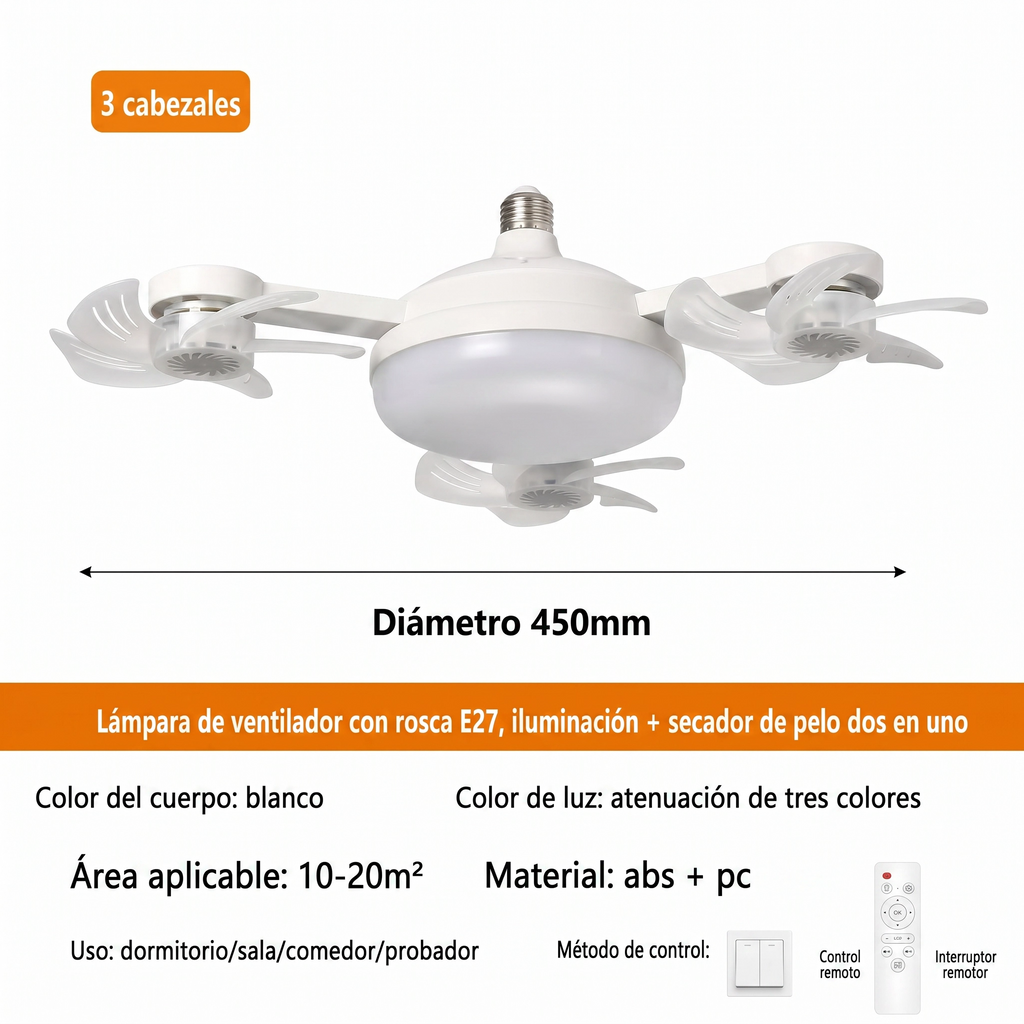 Ventilador de Techo con Luz LED Integrada — Diseño Moderno y Multifunción